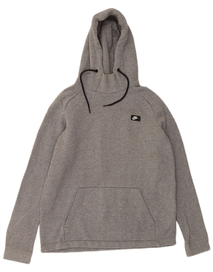 NIKE Womens Hoodie Jumper UK 14 Medium Grey Cotton
