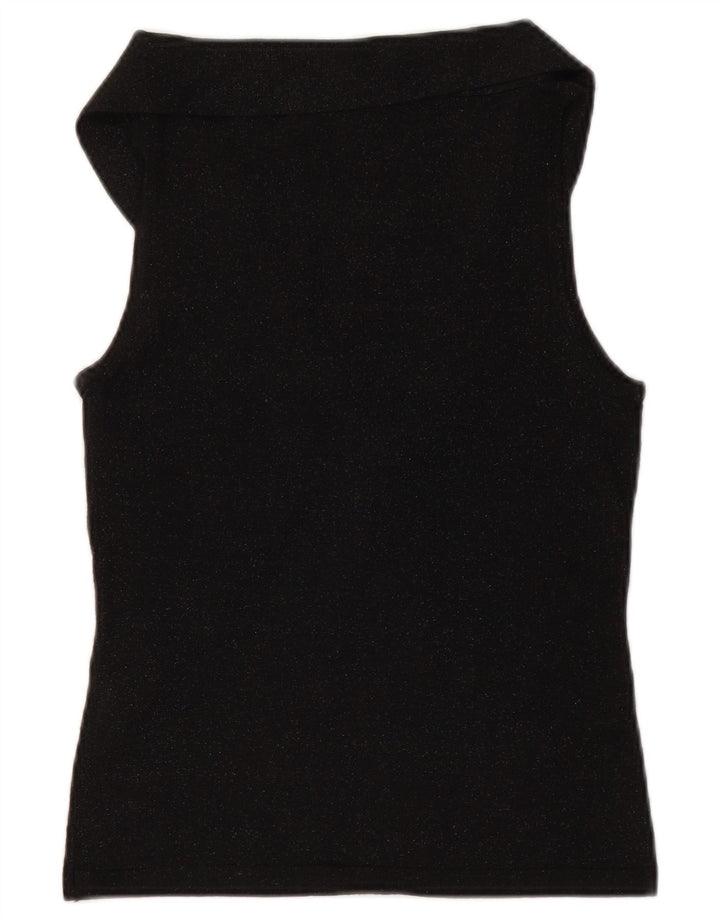 MASSIMO DUTTI Canottiera corta da donna con allacciatura frontale UK 12 Medio Nero screziato