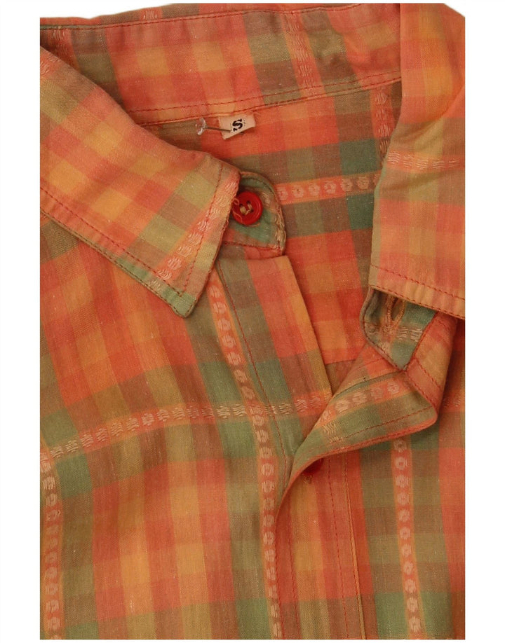 Camicia vintage da uomo a quadri arancioni piccoli