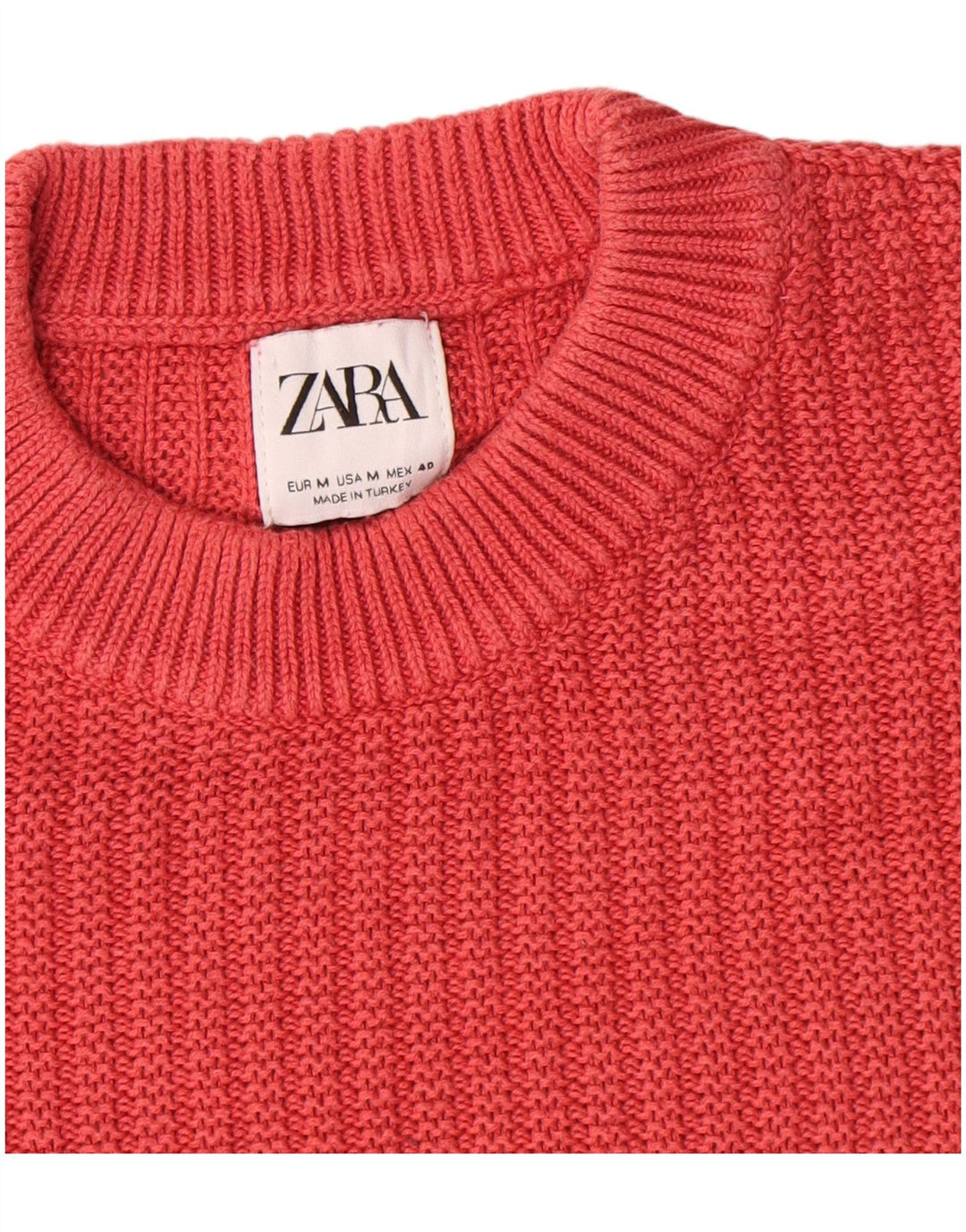 Maglione maglione girocollo da uomo Zara in cotone rosso medio