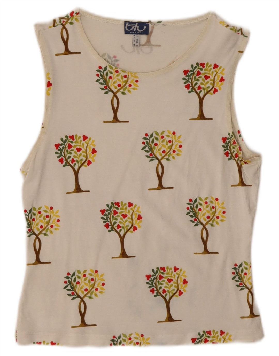 Byblos Canottiera grafica da donna corta UK 12 Medium White Floral
