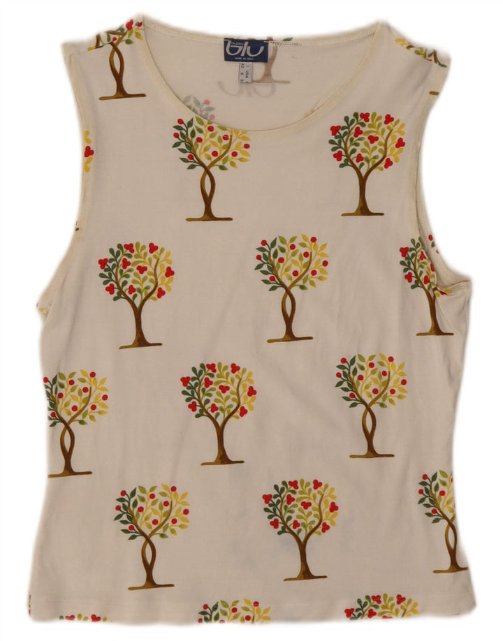 Byblos Canottiera grafica da donna corta UK 12 Medium White Floral