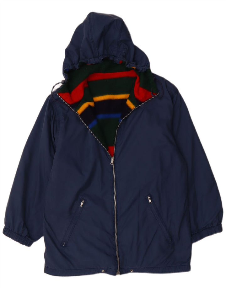 Giacca reversibile con cappuccio oversize da donna VINTAGE UK 12 medio blu navy