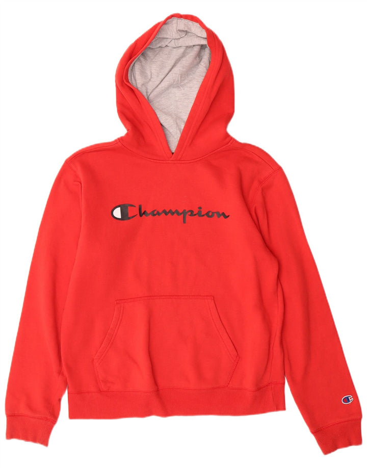 Felpa con cappuccio grafica Champion da bambino 13-14 anni XL in cotone rosso