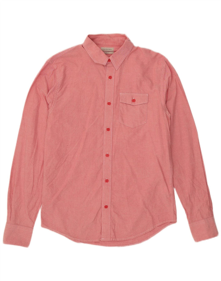 Camicia da uomo Calvin Klein Jeans piccola in cotone rosa