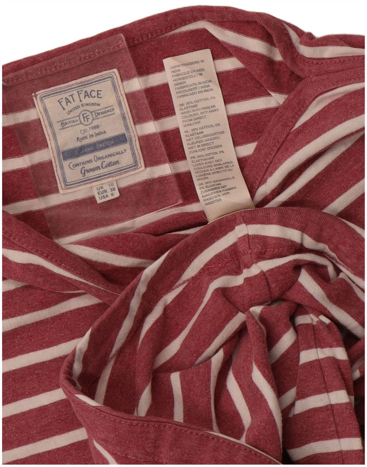 Fat Face Top da donna a maniche lunghe UK 10 Small Pink Striped
