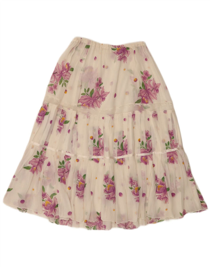 Gonna a strati trasparente da donna vintage W26 piccola floreale bianca