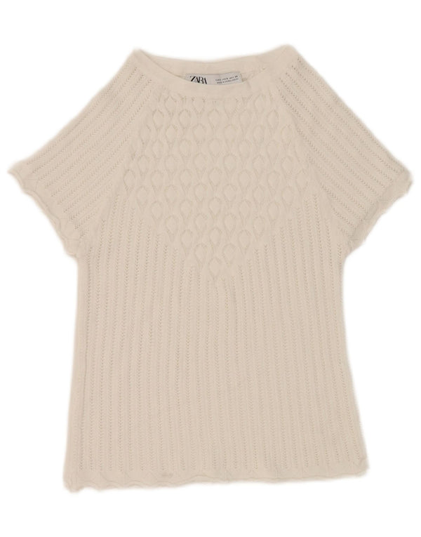 Top corto in camicetta corta da donna Zara UK 8 piccolo bianco