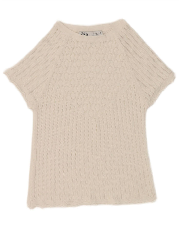 Top corto in camicetta corta da donna Zara UK 8 piccolo bianco