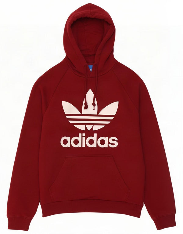 Adidas Felpa con cappuccio grafica da donna UK 10 Small Borgogna Cotone