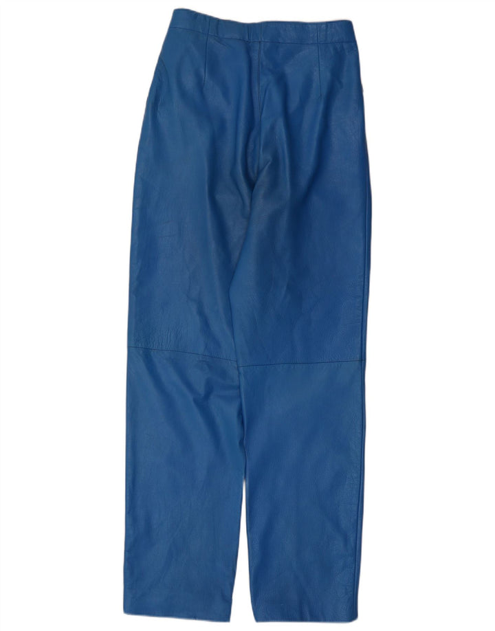 Pantaloni vintage da donna in pelle con ancoraggi IT 44 medi W26 L30 blu