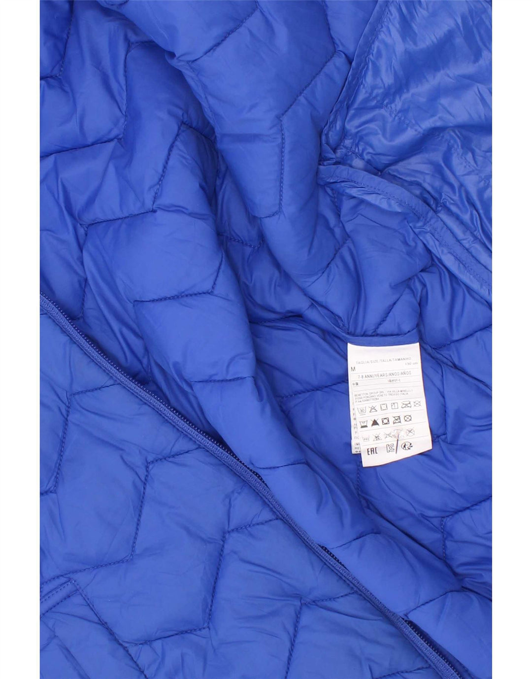 Giubbotto Imbottito Con Cappuccio Benetton Bambino 7-8 Anni Blu Medio In Poliammide