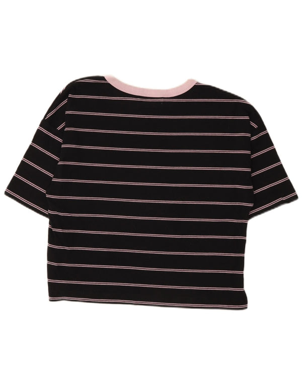 T-shirt corta da donna Vans UK 10 piccola in cotone a righe nere