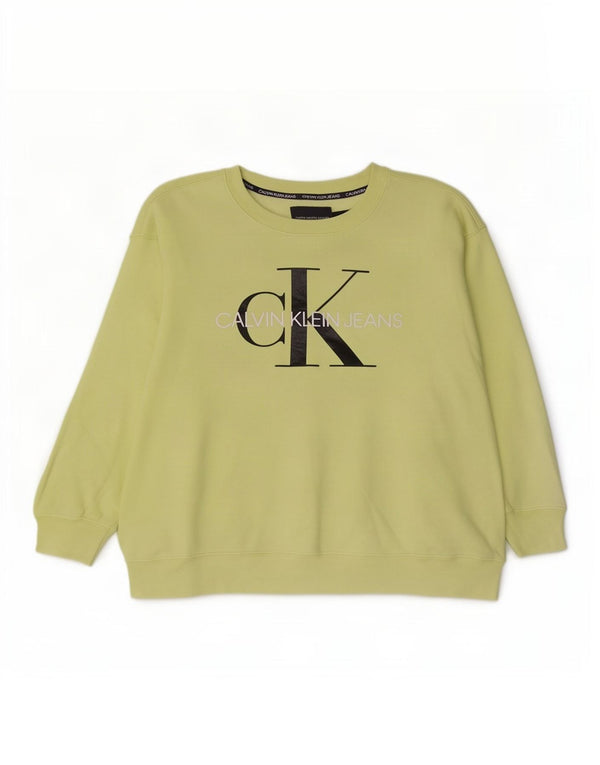 Felpa grafica da donna Calvin Klein Jeans Jumper UK 18 XL Verde