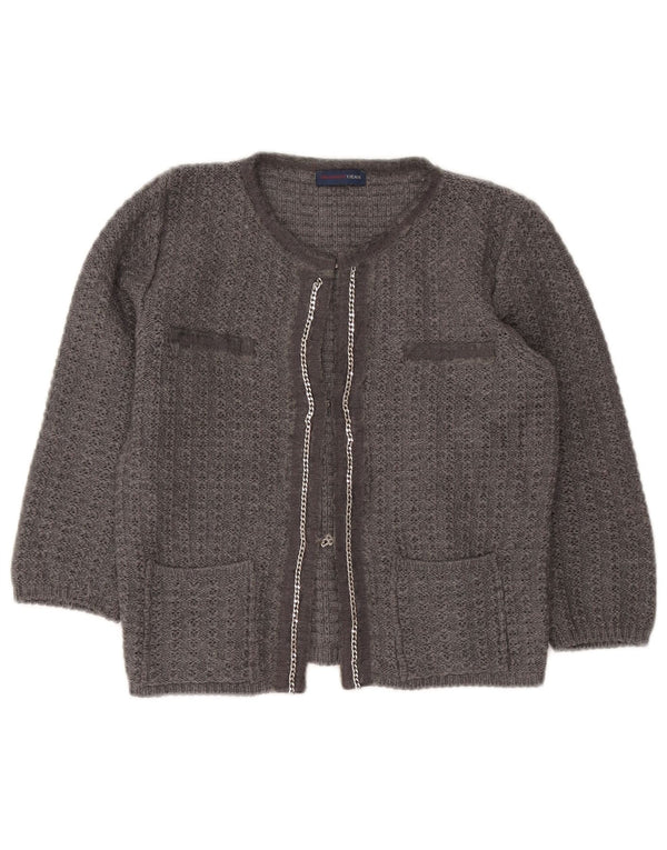 Maglione cardigan corto da donna Trussardi Jeans con maniche a 3/4 UK 12 Grigio medio