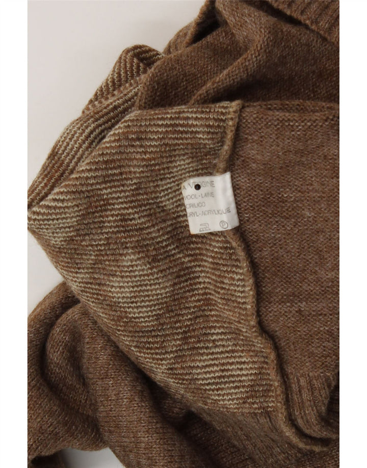 Maglione vintage da donna con collo dolcevita UK 16 grande marrone a rombi/diamante