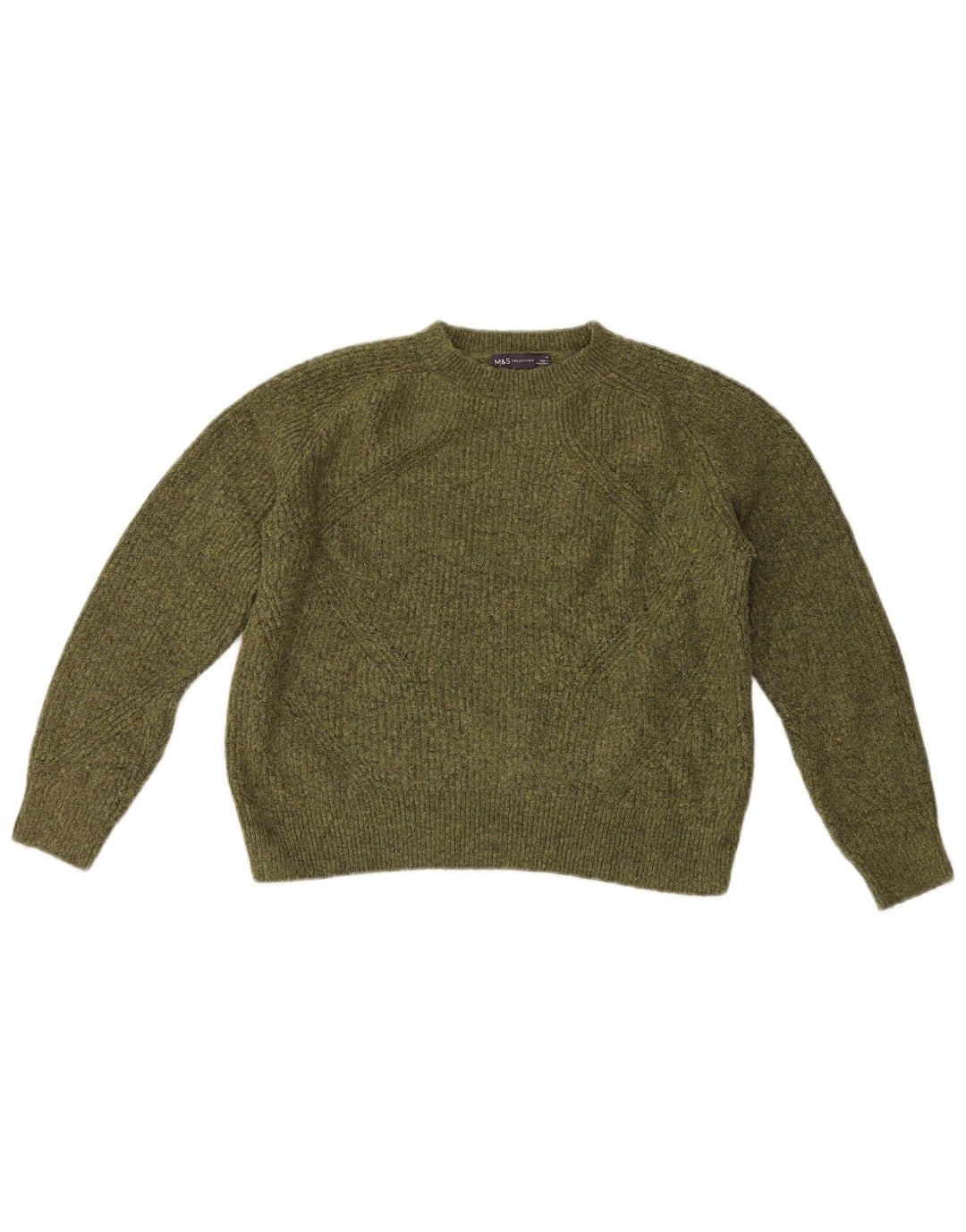 Maglione maglione girocollo da donna Marks & Spencer UK 14 verde medio screziato