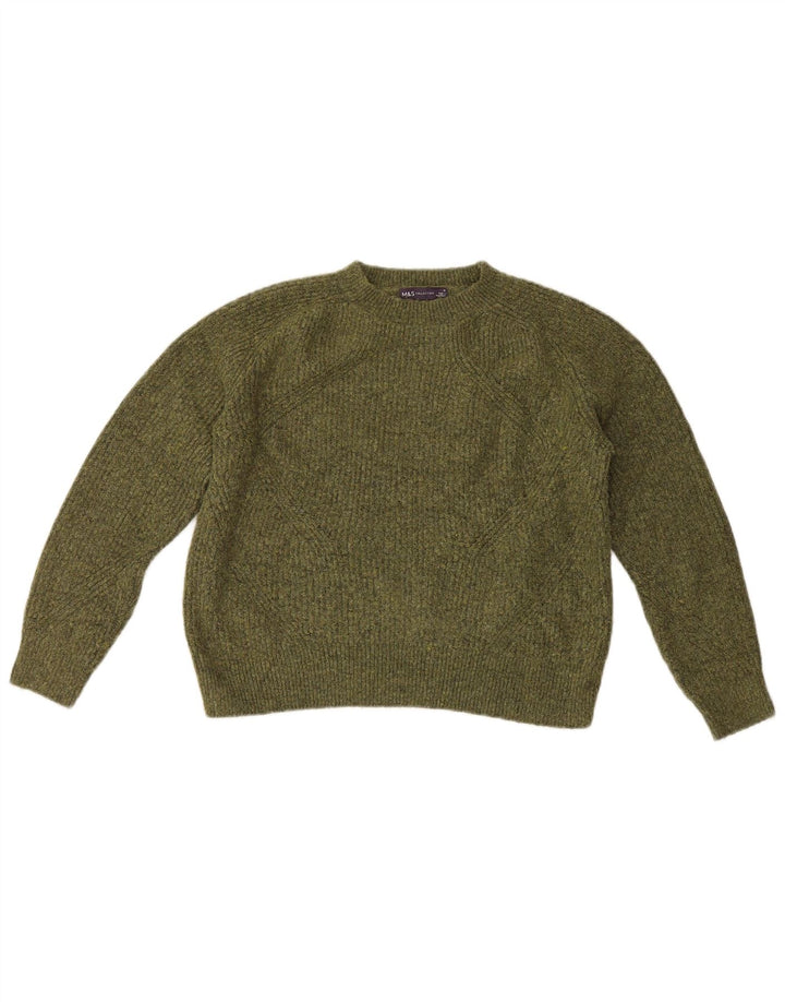 Maglione maglione girocollo da donna Marks & Spencer UK 14 verde medio screziato