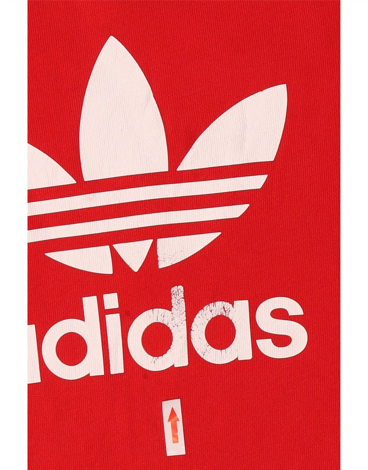 Felpa con grafica Adidas da uomo, piccola, in cotone rosso