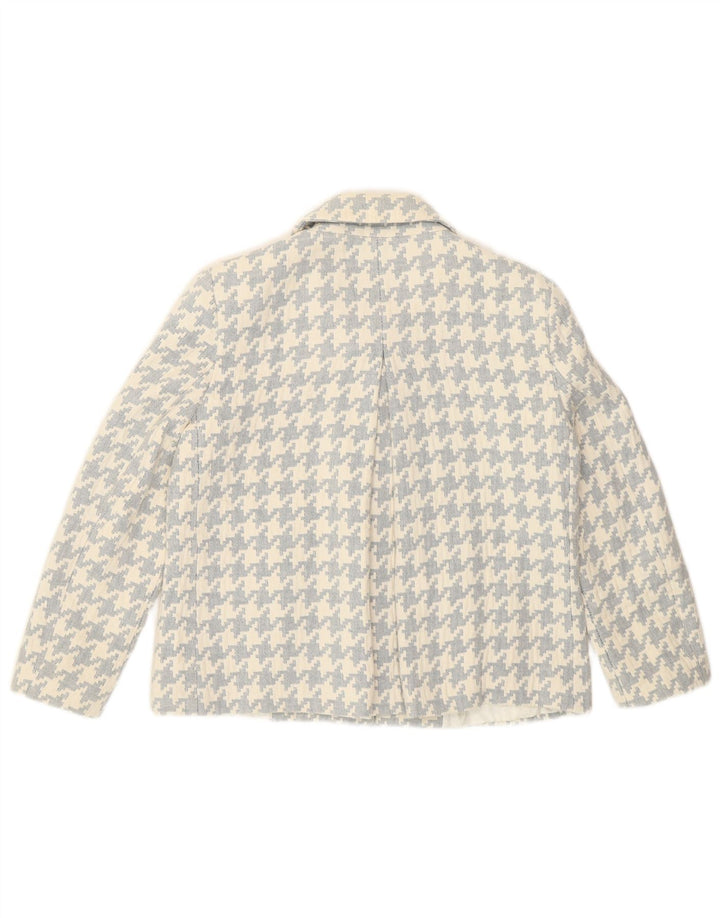 Giacca blazer vestibilità ampia da donna Zara UK 10 piccola in cotone pied de poule bianco