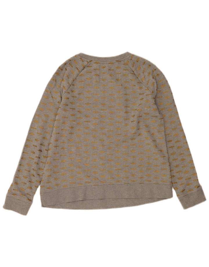 Felpa da donna Boden con motivo astratto, maglione UK 14, cotone grigio medio