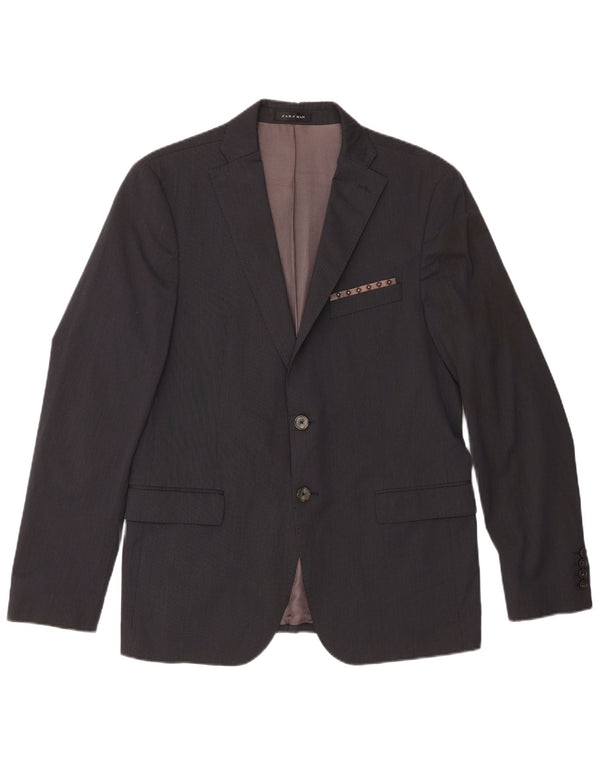 Giacca blazer da uomo a 2 bottoni Zara EU 52 grande gessato blu navy