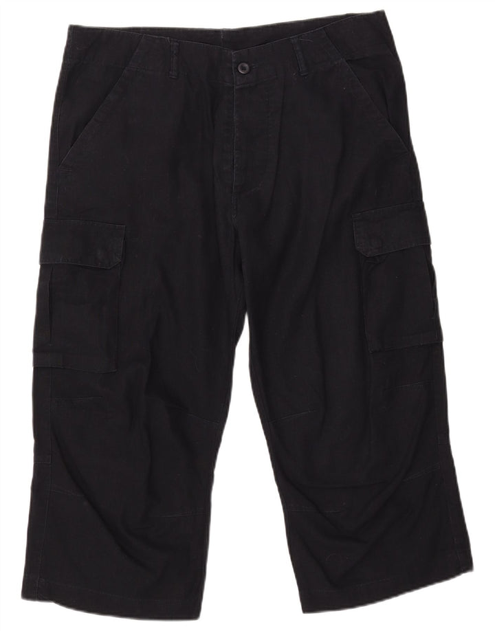 Pantaloni capri cargo dritti da uomo VINTAGE W34 L21 blu navy