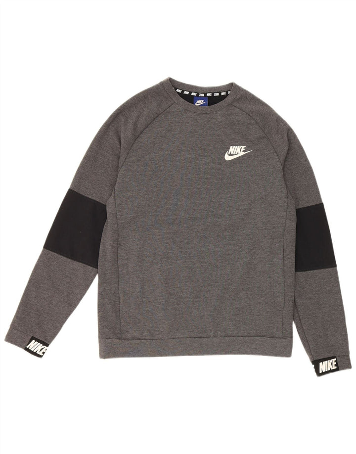 Felpa con grafica Nike da uomo, piccola, in cotone color block grigio