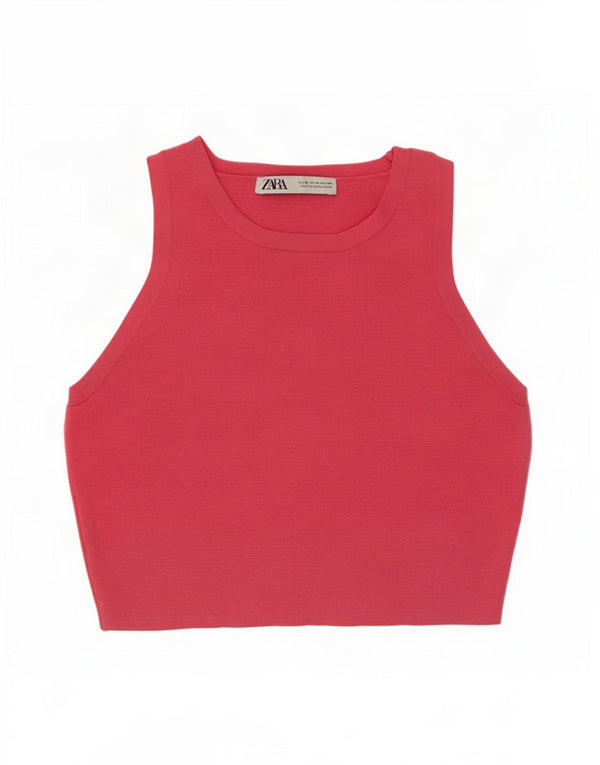 Canotta corta da donna Zara UK 12 Rosa medio