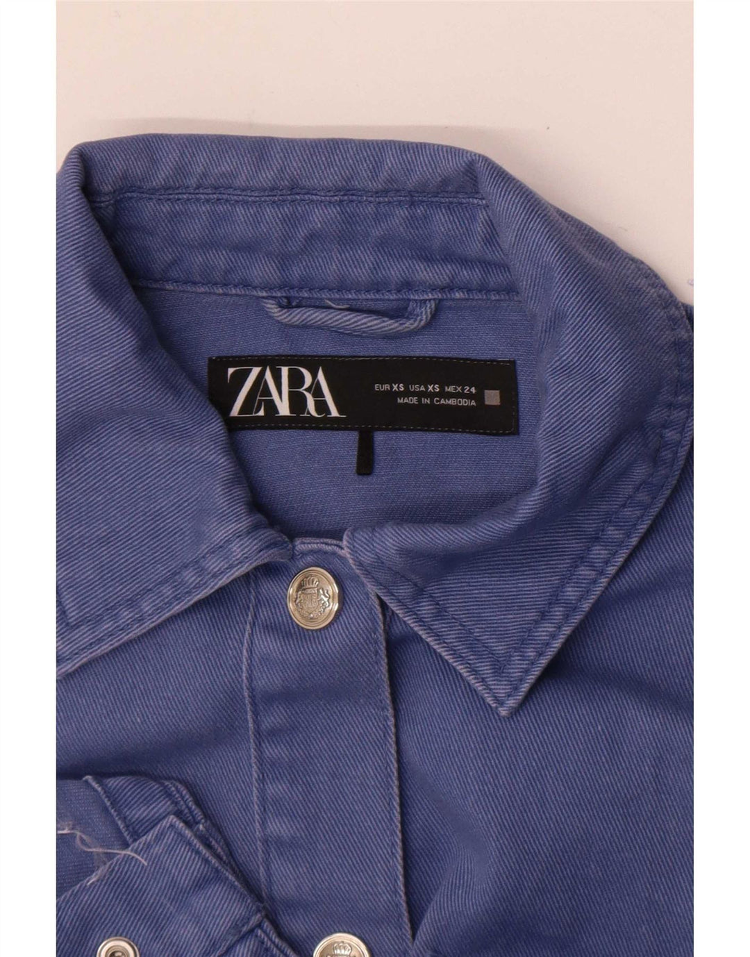 Giacca di jeans oversize da donna Zara UK 6 XS Blu