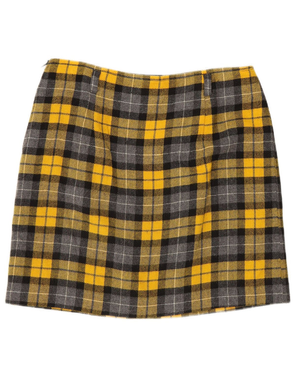 Minigonna vintage da donna IT 44 media W28 acrilico a quadri gialli