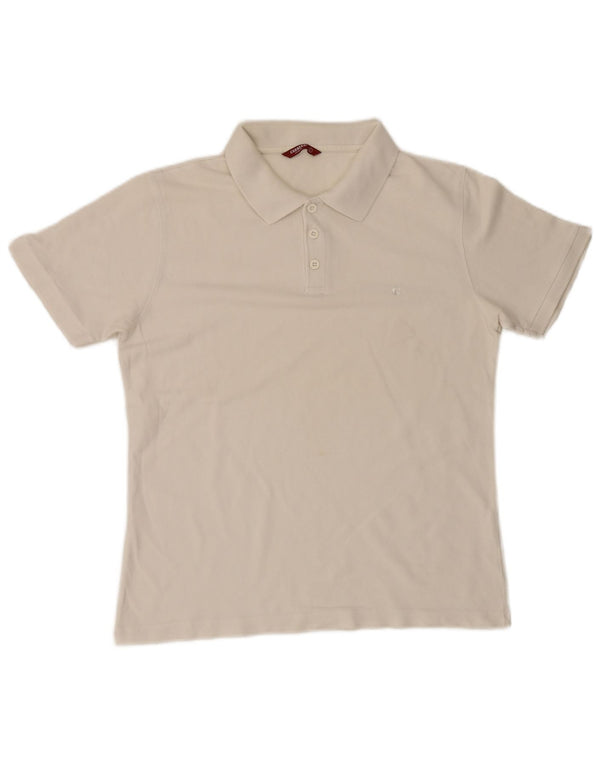 Polo Carrera da uomo grande in cotone bianco