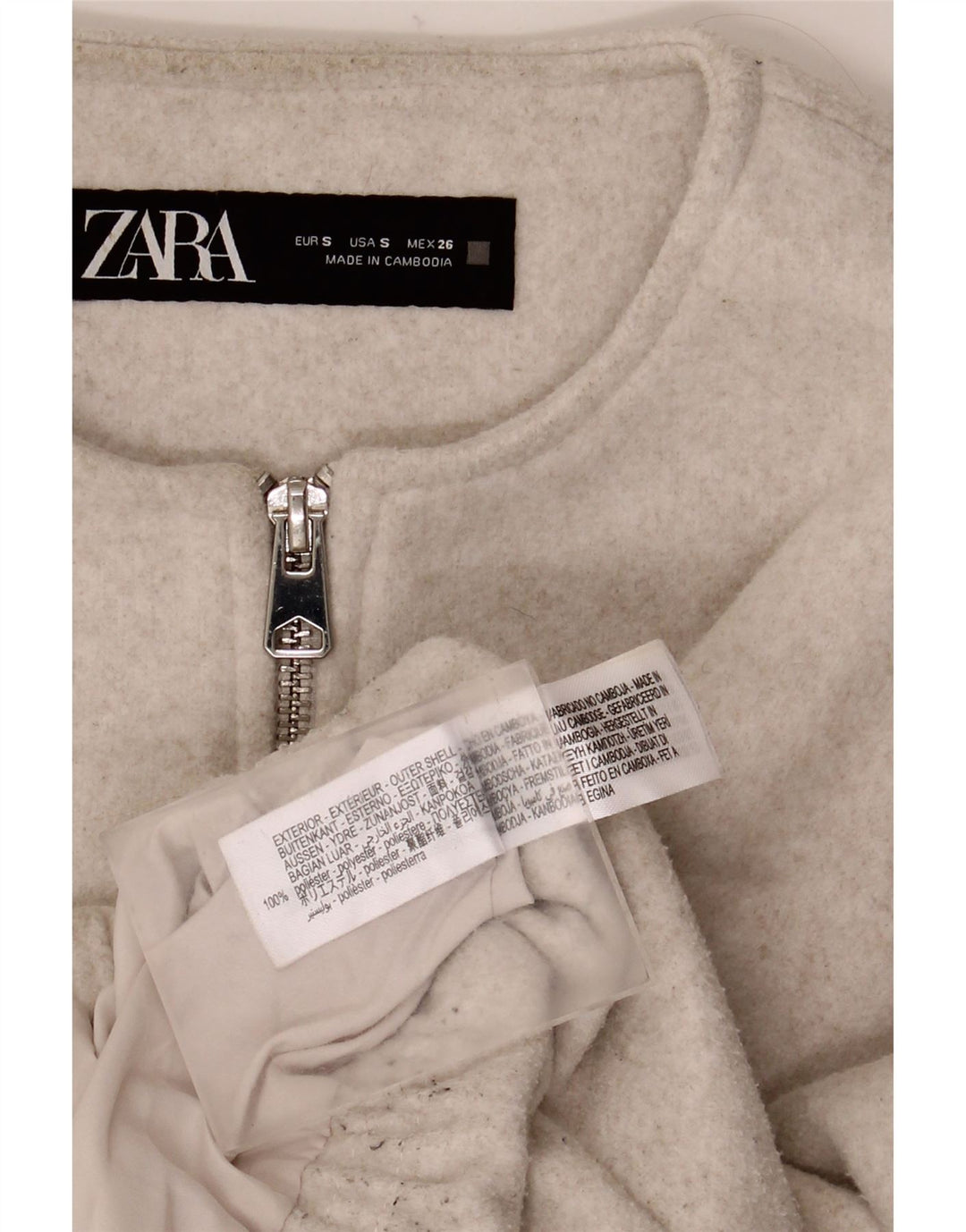 Giubbotto bomber oversize corto da donna Zara UK 10 piccolo poliestere beige
