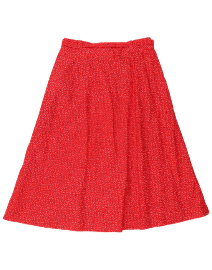 Gonna a trapezio da donna vintage IT 42 media W28 rossa floreale