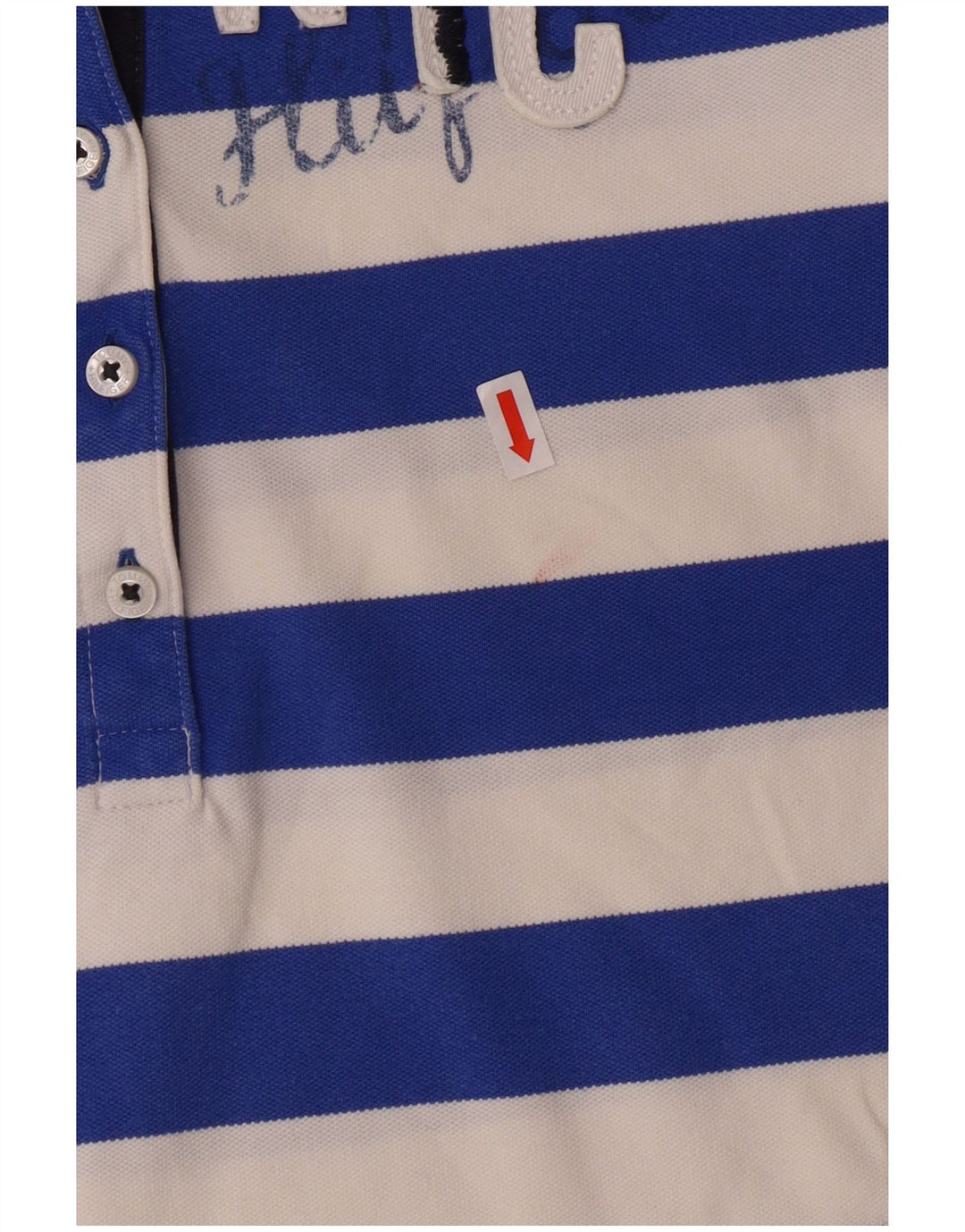 TOMMY HILFIGER Polo da rugby grafica da donna UK 10 piccola a righe blu