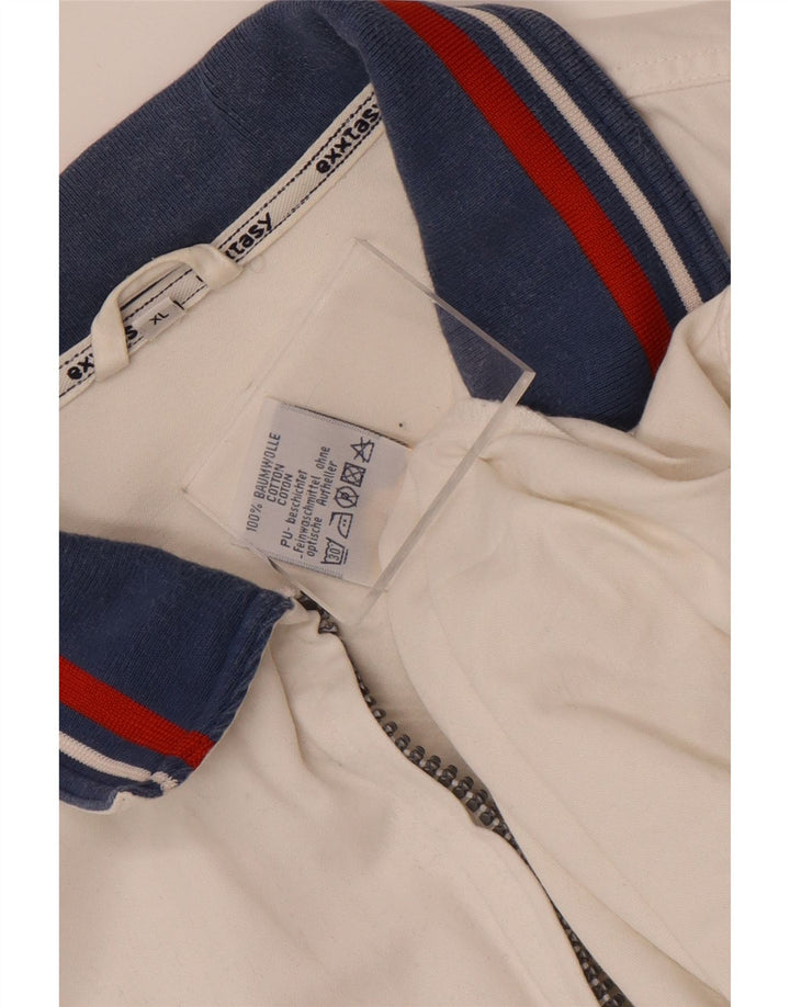 Giacca da ginnastica vintage da uomo XL in cotone color block bianco
