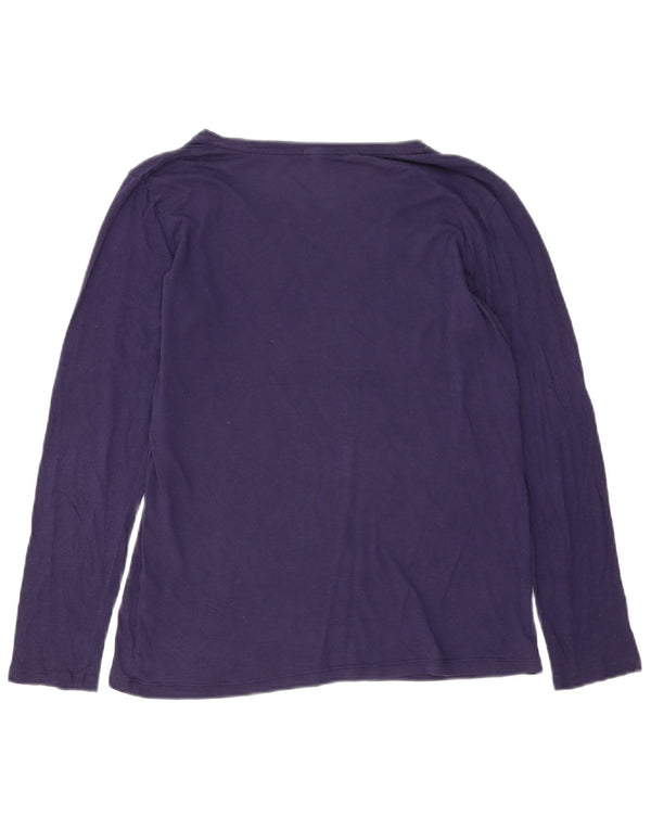 JIGSAW Top da donna a maniche lunghe UK 14 Medio Blu Navy Modal