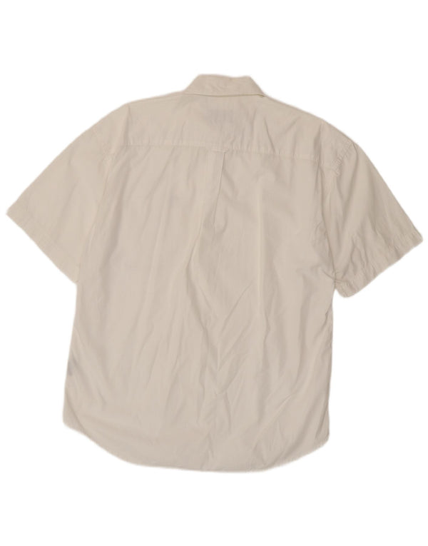 Camicia Kappa da uomo a maniche corte in cotone bianco medio