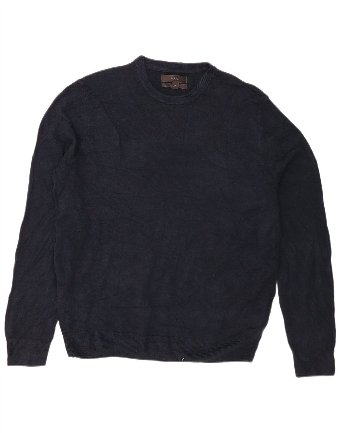 Maglione maglione girocollo da uomo Marks & Spencer grande acrilico blu navy