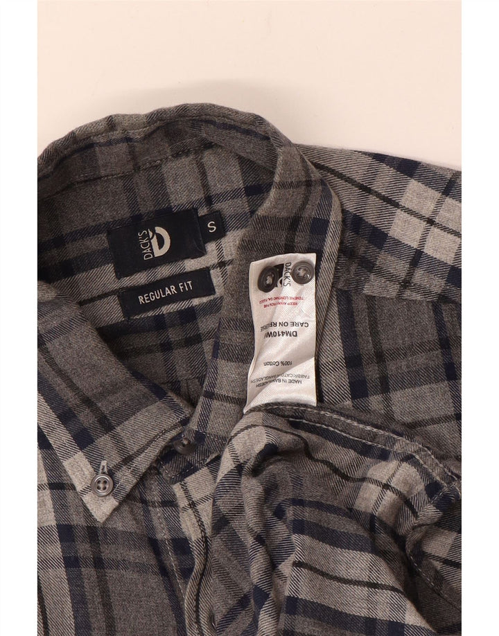 DACK'S Camicia da uomo in flanella dalla vestibilità regolare, piccolo cotone a quadri grigi
