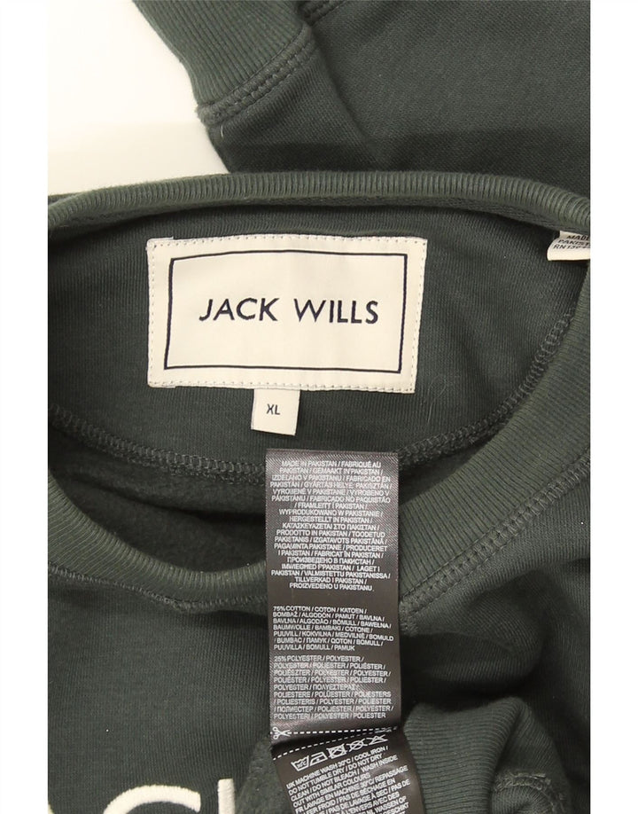 Felpa grafica da uomo Jack Wills, maglione XL, cotone kaki