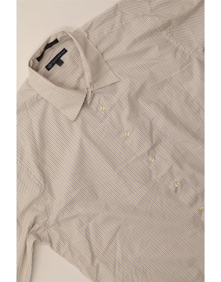 DOCKERS Mens Shirt Size 17 1/2 XL Beige Striped Cotton Vintage Dockers and Second-Hand Dockers from Messina Hembry 
