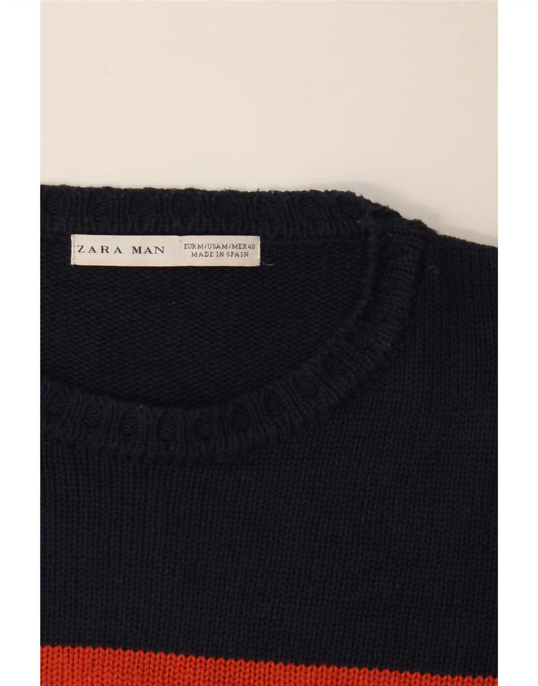Maglione Zara da uomo con scollo a barca a righe blu navy medio