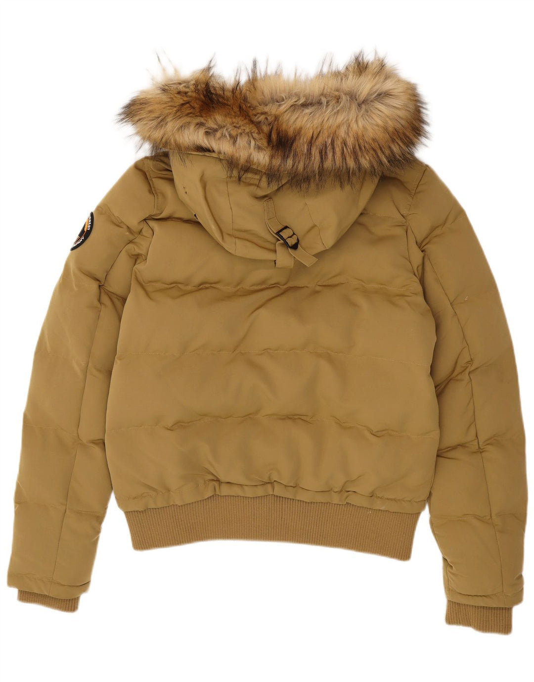 Giacca imbottita con cappuccio da donna Superdry UK 14 Large Beige Poliestere