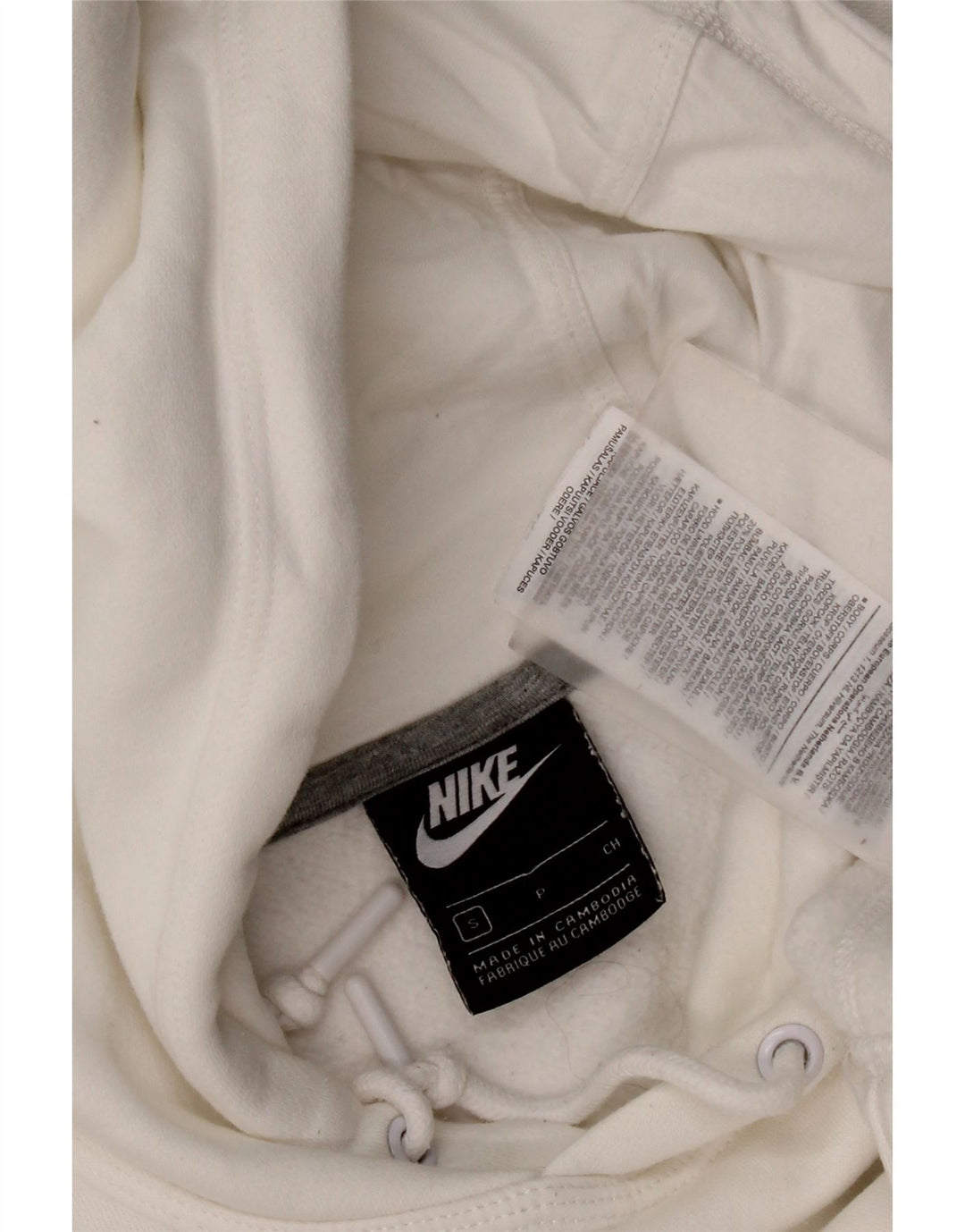 Felpa con cappuccio da uomo Nike Small in cotone bianco