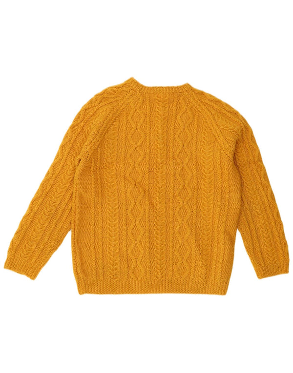 Maglione maglione vintage da donna con scollo a barca UK 16 grande giallo