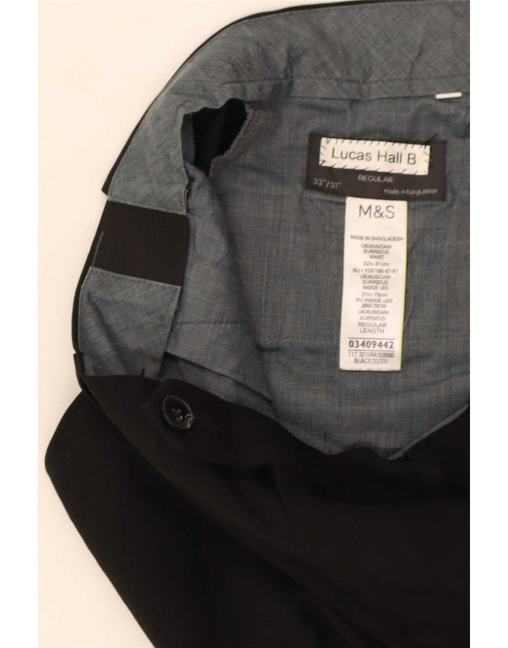 Pantaloni da abito vestibilità regolare da uomo Marks & Spencer W32 L31 poliestere nero
