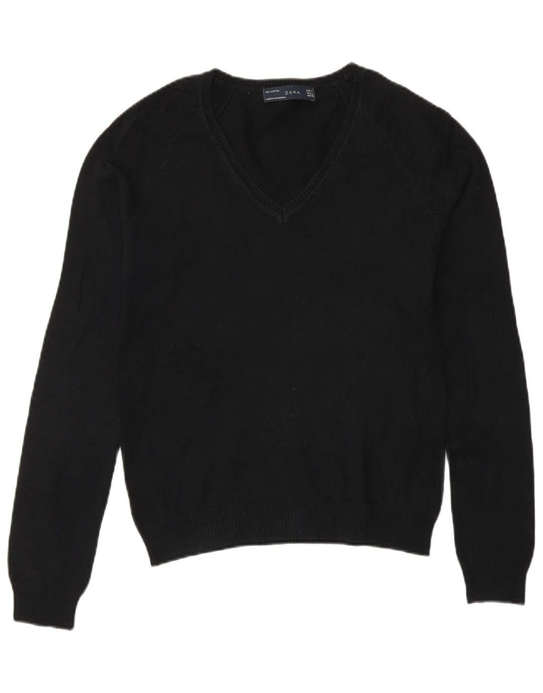 Maglione Zara da donna con scollo a V UK 14 grande nero