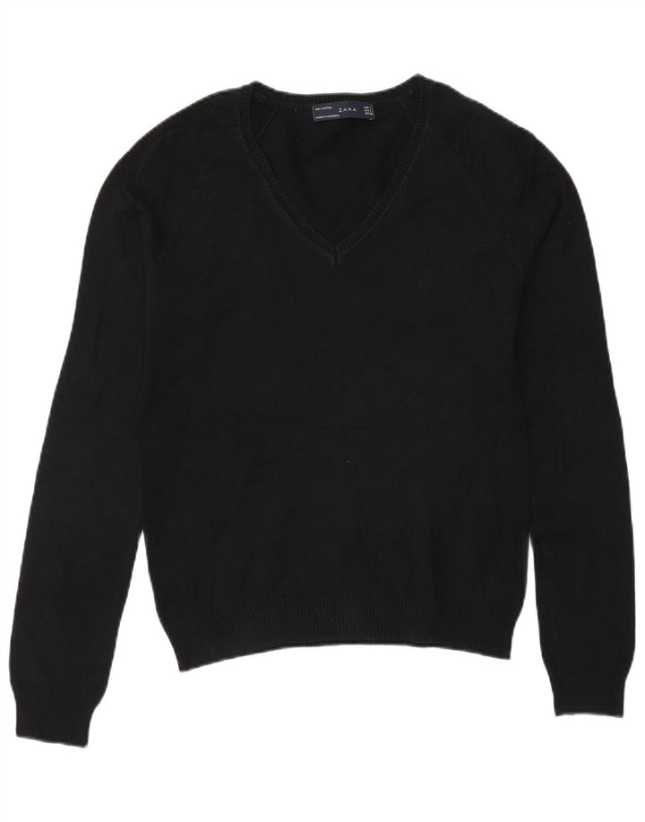 Maglione Zara da donna con scollo a V UK 14 grande nero