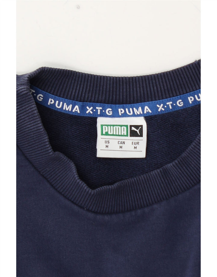 PUMA Felpa con grafica da uomo in cotone color block blu medio